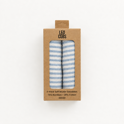 Blue Stripes Muslin Bamboo  חיתול במבוק פסים כחול