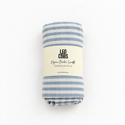 Blue Stripes Muslin Bamboo חיתול במבוק ענק פסים כחול